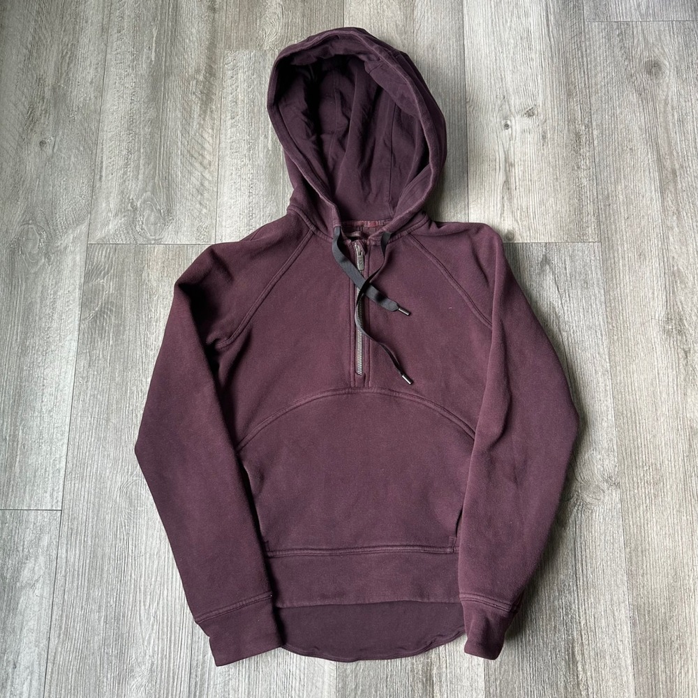 Lululemon Yoga Maroon Purple 1/4 Zip Hoodie Cropped Womens Size 4